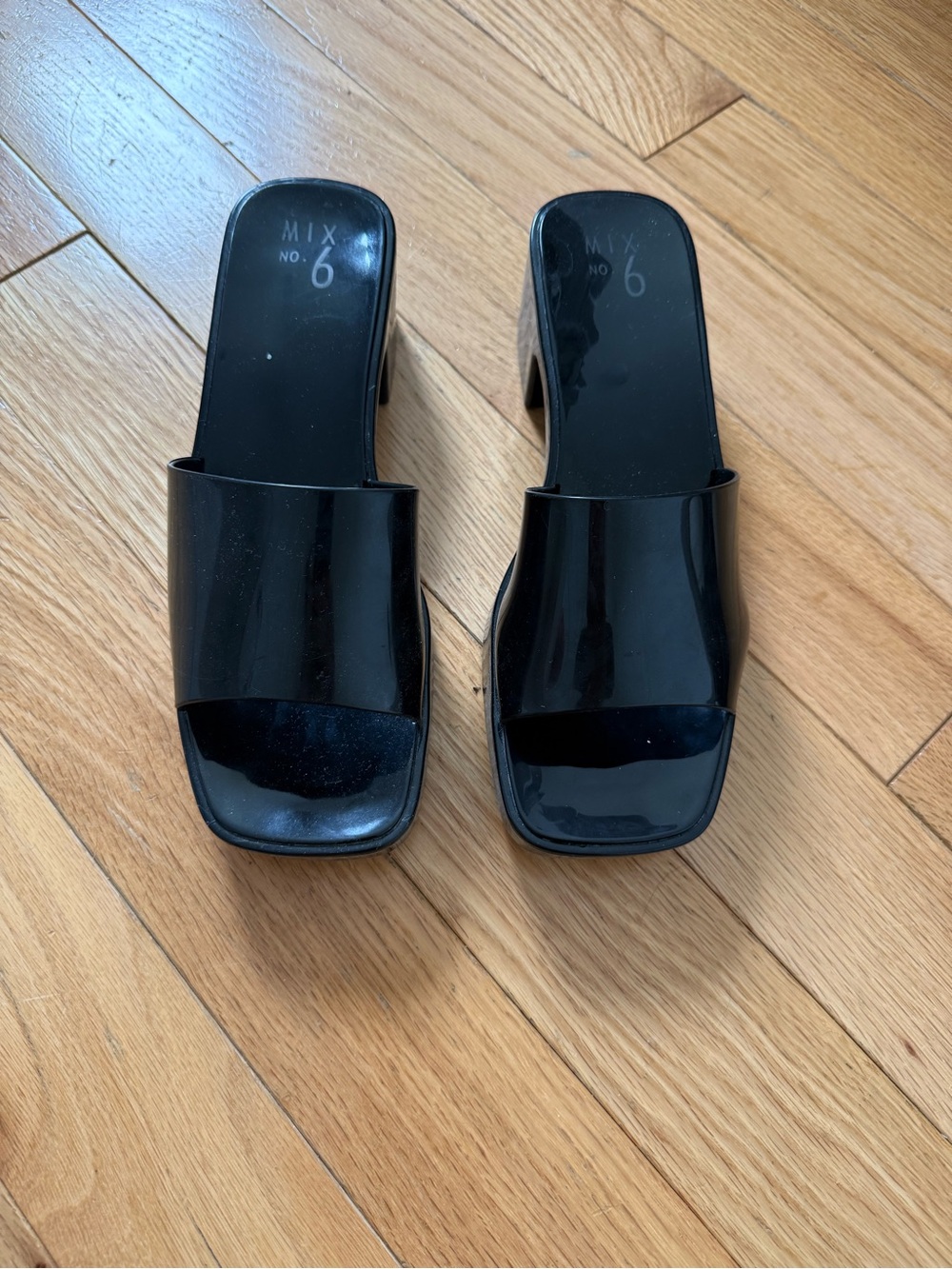 Mix No. 6 Black Patent Slide Mules